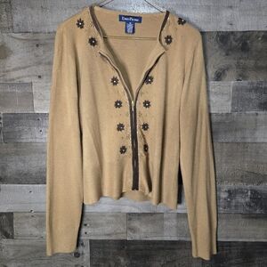 vintage beaded zip up cardigan